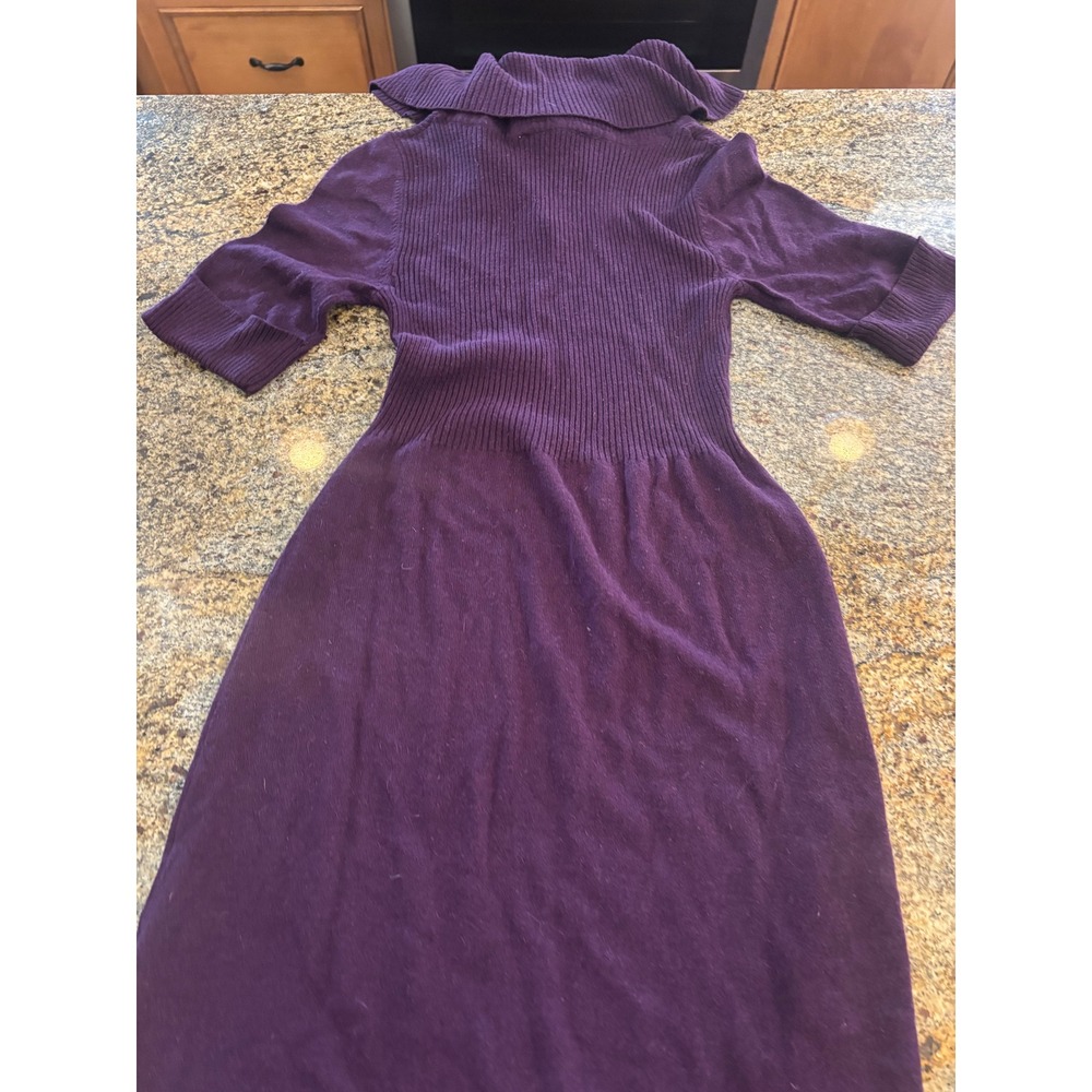 NWT Evan Picone Plum Purple Knit Sweater Dress Cowl Neck Short‎ Sleeve Small
